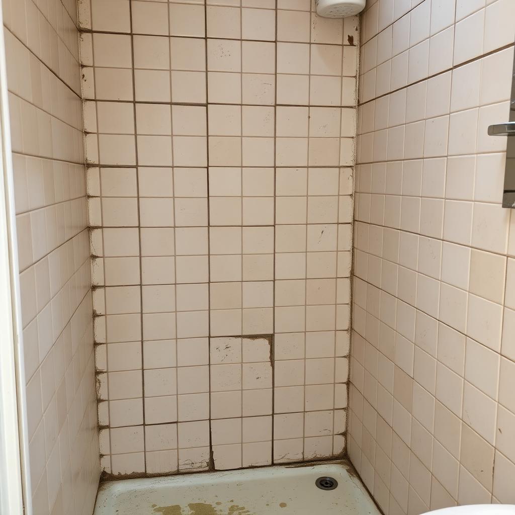 Existing shower area before waterproofing works